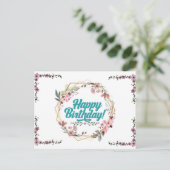 Happy birthday floral themed Postcard ポストカード (スタンド正面)