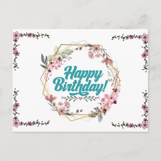 Happy birthday floral themed Postcard ポストカード (正面)