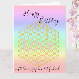 Happy Birthday flower of life Love Mandala カード