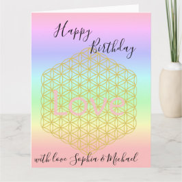 Happy Birthday flower of life Love Mandala カード