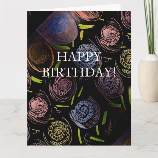 HAPPY BIRTHDAY FLOWERS GOOD GREETINGS  カード (正面)