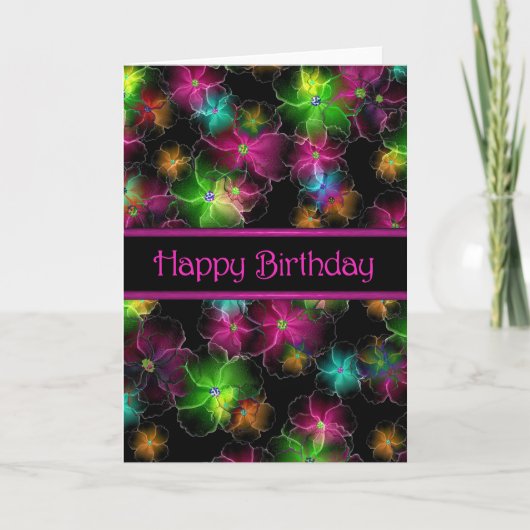 Happy Birthday Flowers Greeting Card カード (正面)