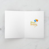 Happy Birthday flying Sulcata turtle with balloons カード (内部)