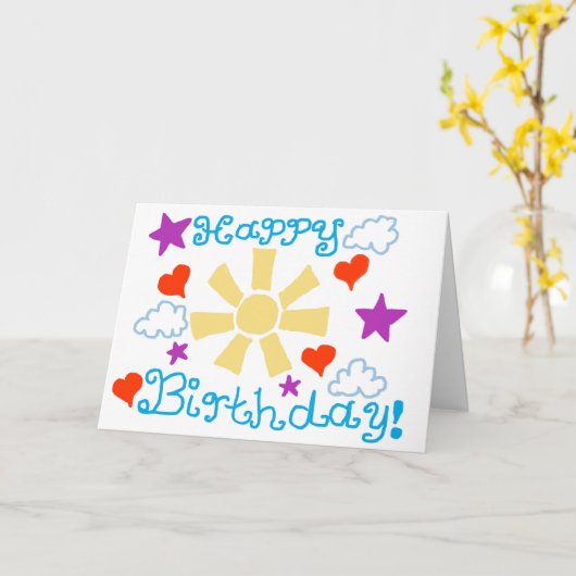 Happy Birthday! Folded Greeting Card カード (黄色い花)