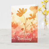 Happy Birthday Folded Greeting Card カード (黄色い花)