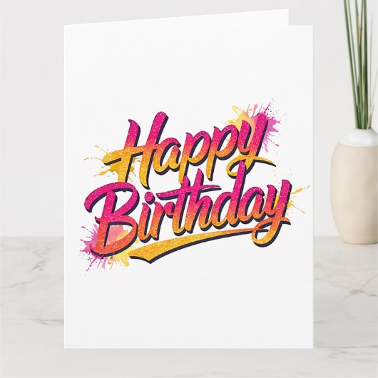 Happy Birthday Folded Greeting Card カード (正面)