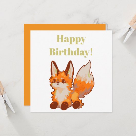 Happy Birthday! Fox, vosje カード (正面/裏面インサイチュ)