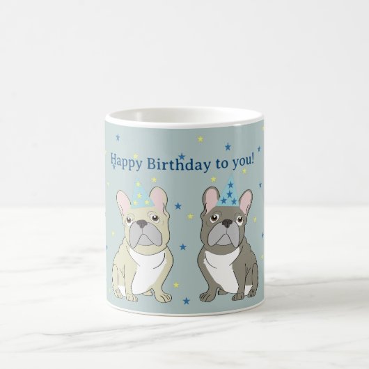 Happy birthday French, bulldog コーヒーマグカップ (中央)