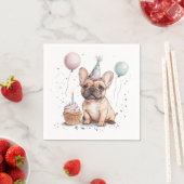 Happy Birthday French Bulldog スタンダードカクテルナプキン (インサイチュ)