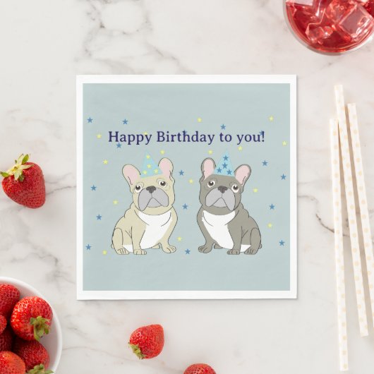 Happy birthday French bulldog スタンダードランチョンナプキン (インサイチュ)
