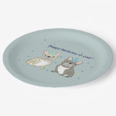 Happy birthday French bulldog ペーパープレート (アングル)