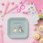 Happy birthday French, bulldog ペーパープレート (パーティー)