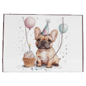 Happy Birthday French Bulldog ラージペーパーバッグ (裏面)