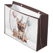 Happy Birthday French Bulldog ラージペーパーバッグ (正面アングル)