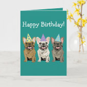Happy birthday - French Bulldog Friends カード (黄色い花)