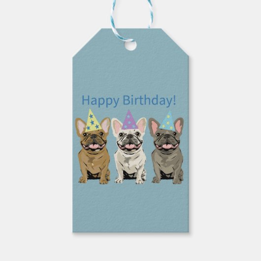 Happy Birthday! French Bulldogs ギフトタグ (正面)
