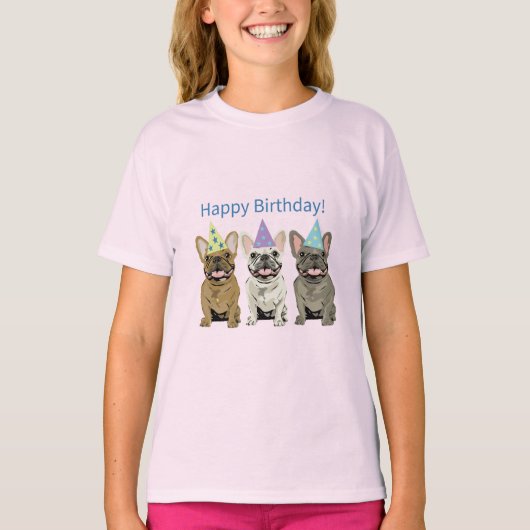 Happy Birthday! French Bulldogs Tシャツ (正面)