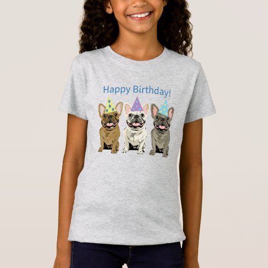 Happy Birthday! French Bulldogs Tシャツ (正面)