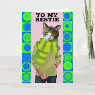 HAPPY BIRTHDAY FRIEND FUNNY CAT GREETING CARD カード