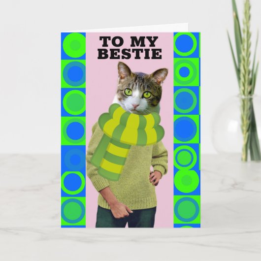 HAPPY BIRTHDAY FRIEND FUNNY CAT GREETING CARD カード (正面)