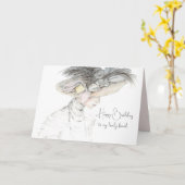 Happy Birthday Friend Victorian Woman Hat Custom カード (黄色い花)