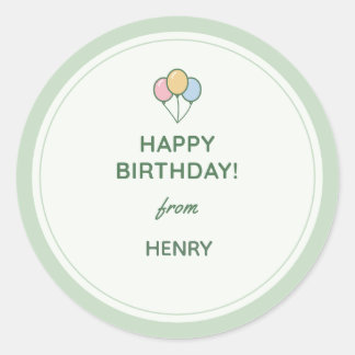 "Happy Birthday From" 名前ギフトステッカー ラウンドシール