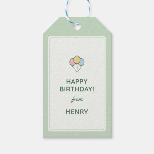 "Happy Birthday From" 名前ギフトタグ ギフトタグ (正面)