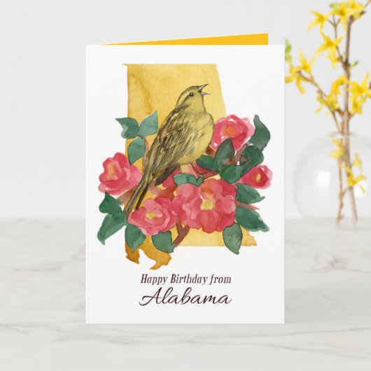 Happy Birthday From Alabama Camellia Yellowhammer  カード (黄色い花)