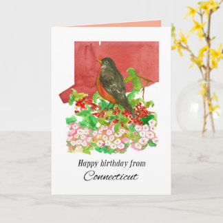 Happy Birthday From Connecticut State Watercolor カード