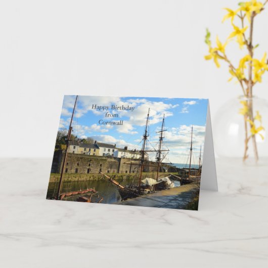 Happy Birthday from Cornwall Charlestown カード (黄色い花)