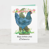 Happy Birthday from Delaware Blue Hen Chicken カード (正面)