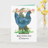 Happy Birthday from Delaware Blue Hen Chicken カード (黄色い花)