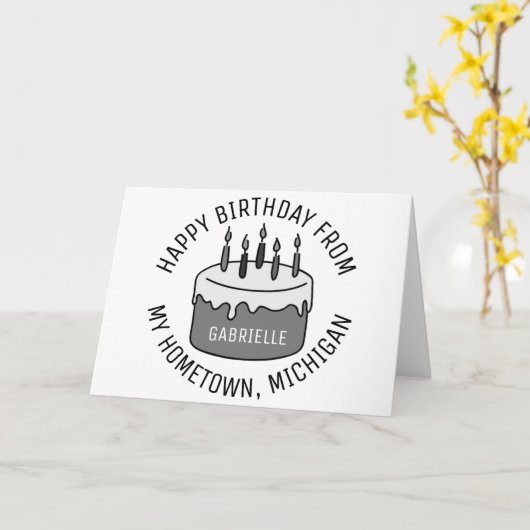 Happy Birthday From Michigan カード (黄色い花)