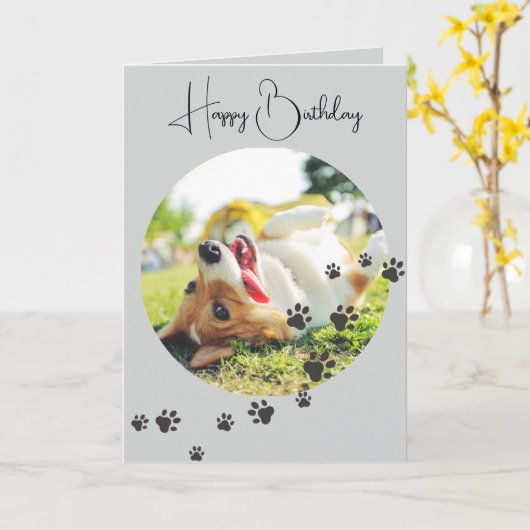 Happy Birthday from Your Furry Friend 2 Photos   カード (黄色い花)