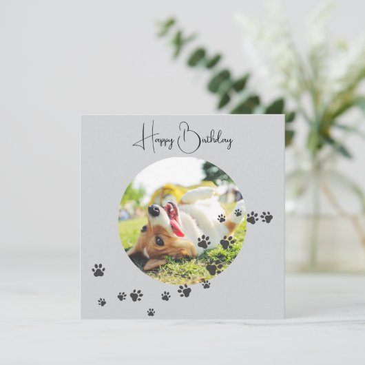 Happy Birthday from Your Furry Friend 2 Photos カード (スタンド正面)