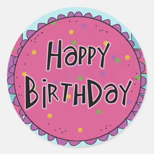 Happy Birthday Funスタンプ ラウンドシール (正面)