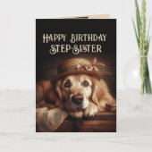 Happy Birthday Fun Dog Step-Sister カード (正面)