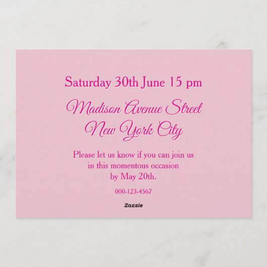 Happy Birthday Fun Invitation Card, Pink RSVP 招待状 (裏面)