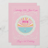 Happy Birthday Fun Invitation Card, Pink RSVP 招待状 (正面/裏面)