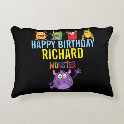 Happy Birthday FUN Monsters kids cute アクセントクッション (正面)