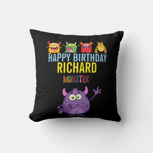 Happy Birthday FUN Monsters kids cute クッション (正面)