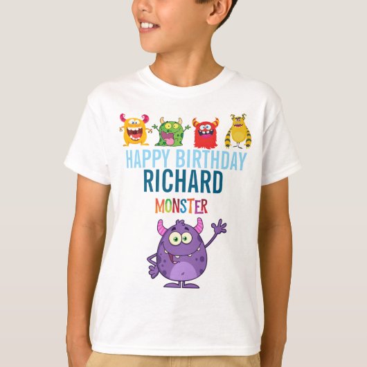 Happy Birthday FUN Monsters kids cute Tシャツ (正面)