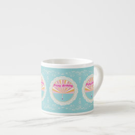 Happy Birthday Fun Mug, Blue Pink Rainbow エスプレッソカップ