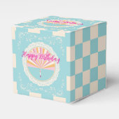 Happy Birthday Fun Party Box, Blue Checkered フェイバーボックス (正面サイド)