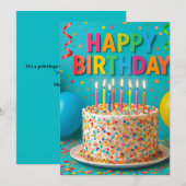 Happy Birthday Funfetti Card 招待状 (正面/裏面)