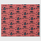 Happy Birthday Funny Black Cats Wrapping Paper ラッピングペーパー (フラット)