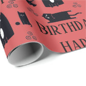 Happy Birthday Funny Black Cats Wrapping Paper ラッピングペーパー (ロールコーナー)