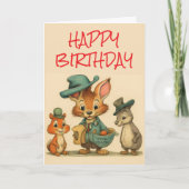 Happy Birthday Funny Cute Cartoon Animal Couriers  カード (正面)