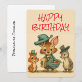 Happy Birthday Funny Cute Cartoon Animal Couriers シーズンカード (正面/裏面)