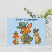 Happy Birthday Funny Cute Cartoon Animal Delivery  シーズンカード (スタンド正面)